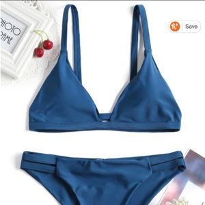 ladder cut cami ruched bikini set